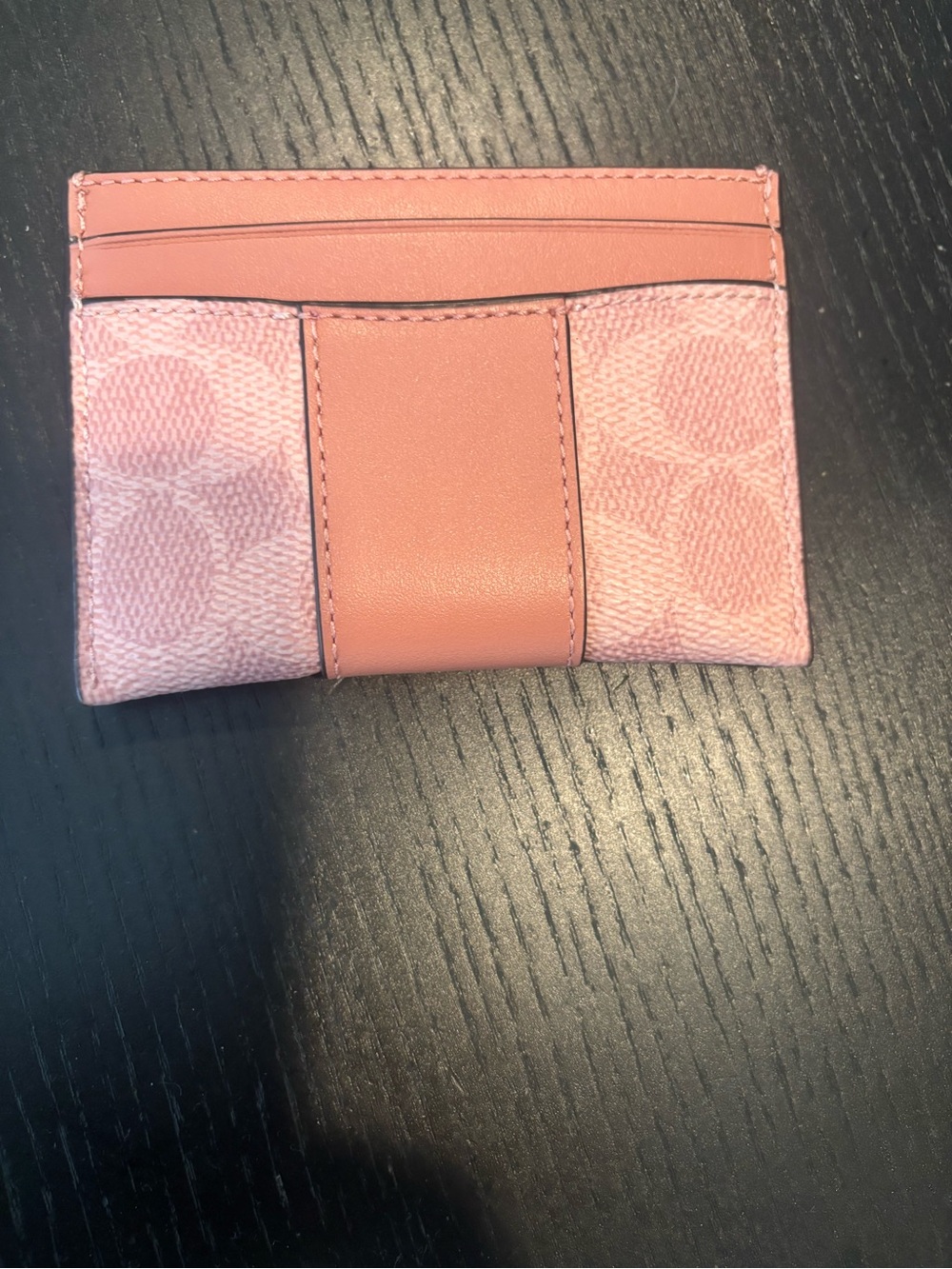 Coach Pink Signature Card Holder with Gold 'C' Emblem - Picture 2 of 7